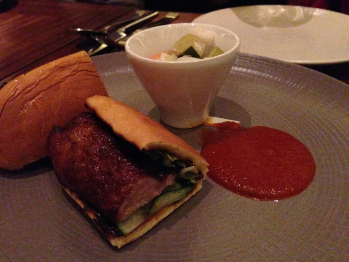 this was the first time that g and i had the duck leg served banh mi style, and I have to say that is absolutely brilliant, right on down to the pickled veggies in that white cup thingee.  Seriously, a perfect lunch would be just one of these bad boys.